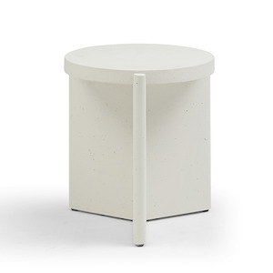 Delos Round 50cm Side Table Faux Stone White