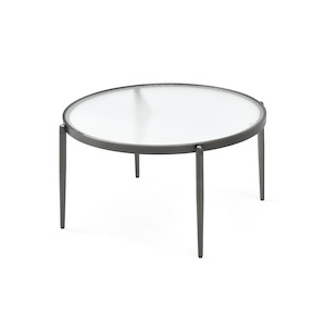 Gatsby Round Fluted Glass Coffee Table Gunmetal Grey