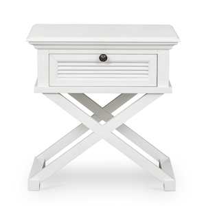 West Beach Cross Leg Hamptons Side Table W/Drawer White