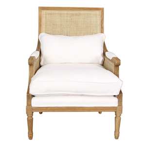 Keahi Oak Armchair W/ White Cushions