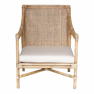 Havana Rattan Hamptons Occasional Chair W/Beige Cushion