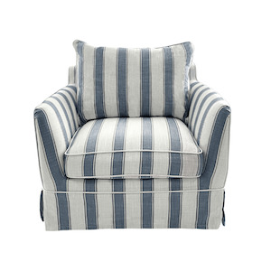 Noosa Hamptons Armchair Blue Sky Stripe Linen Blend