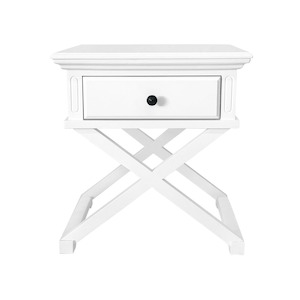 Sorrento Hamptons Cross Leg Side Table W/Drawer White