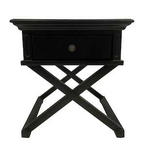 Sorrento Cross Leg Hamptons Side Table W/Drawer Black