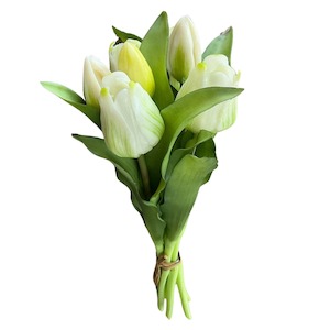 Tulip Bouquet - White/Green - 30cm