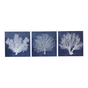 Wall Decor Best Sellers: Set 3 Navy & White Coral Framed Prints