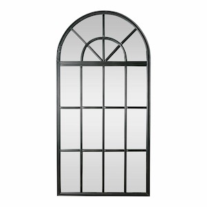 Hugo Large Black Iron Arch Mirror With Panes