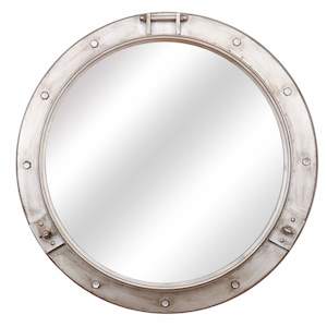 Nelson 72cm Round Nickel Nautical Mirror