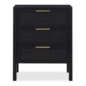 Santorini Bedside 3 Drawers Black