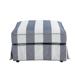 Noosa Hamptons Ottoman Denim/Cream Stripe Linen Blend