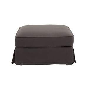 Noosa Hamptons Ottoman Charcoal Linen Blend