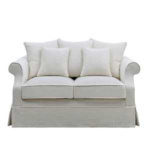 Avalon 2 Seat Hamptons Sofa Ivory Linen Blend