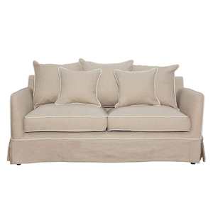 Hampton 2 Seater Sofas: Noosa 2 Seat Hamptons Natural W/White Piping Linen Blend