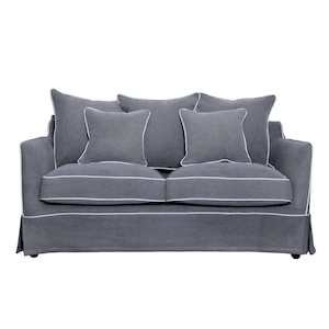 Noosa 2 Seat Hamptons Grey W/White Piping Linen Blend