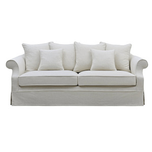 Avalon 3 Seat Hamptons Sofa Ivory Linen Blend