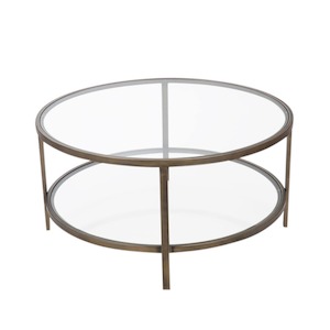 Hampton Coffee Tables: Palladium Glass and Brass Coffee Table