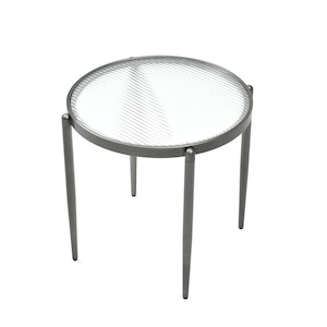 Gatsby Round 48cm Fluted Glass Side Table  Gunmetal Grey