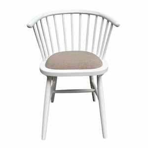 Noah Round Curved Strip Back Dining Chair White