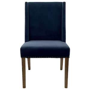 Ithaca Navy Velvet Dining Chair W/Studs