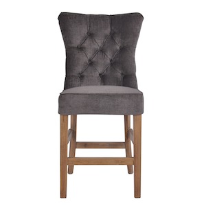 Hampton Chairs: Silver Grey Counter Stool with Buttons