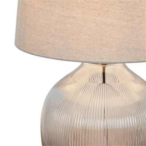 Misty Glass Table Lamp w/ Natural Linen Shade