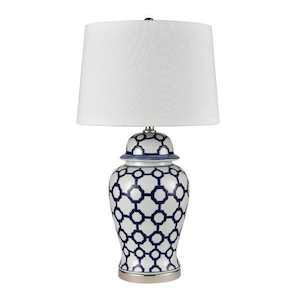 Lucca Blue & White Jar Shaped Lamp & Shade