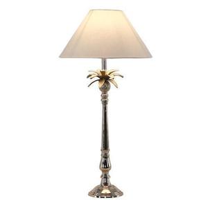 Nickel Pineapple Leaf Lamp W/White Shade