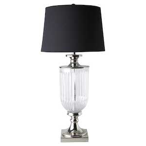 Lamps: Bellevue Glass Nickel Lamp With Black Linen Shade