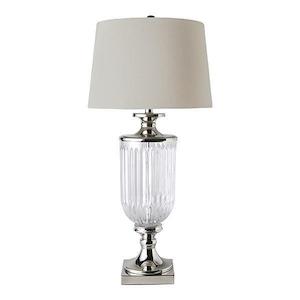 Lamps: Bellevue Glass Nickel Lamp With Natural Linen Shade