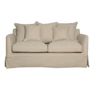 Noosa 2 Seat Hamptons Sofa Beige Linen Blend