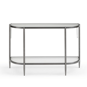 Gatsby Console Hall Table Fluted Glass Brushed Gunmetal Grey