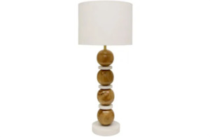 Asha Wood And Marble Table Lamp - Natural