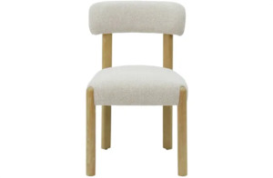 Mia Linen & Oak Dining Chair - Beige Fleck