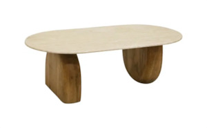 Internet only: Dior Travertine & Wood Coffee Table