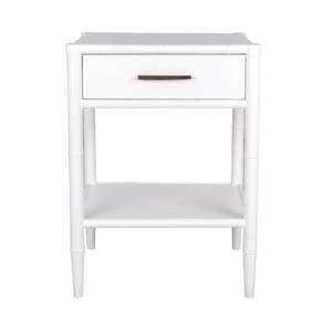 Bamboo Detail 1 Drawer Bedside Table - White