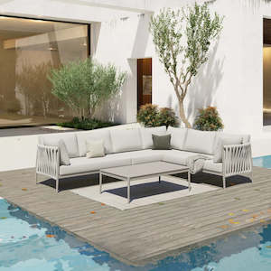 Redmond Outdoor Luxury Lounge Suite with Coffee Table - Taupe