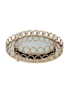 Internet only: Luxe Decorative Rectangular Tray With Circle Detail - Set OF 2