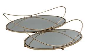 Luxe Decorative Gold Trays Oval Set/2