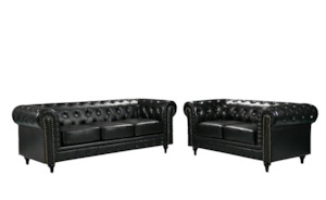 Arthur Chesterfield Sofa Set - 3+2 - Black