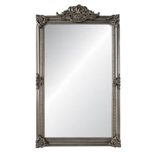 Internet only: Elizabeth Ornate Beveled Floor Mirror - Antique Silver