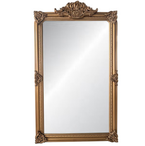 Elizabeth Ornate Beveled Floor Mirror - Antique Gold