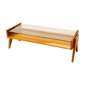 Leeds Glass Coffee Table - Cherry Wood