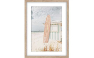 Beach Hut Framed  Print - Natural