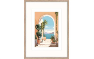 Arch Paradise Glass Framed Print