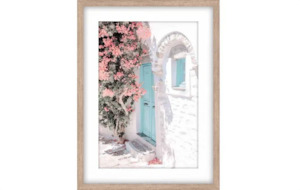 Internet only: Mykonos Glass Framed Print - Natural