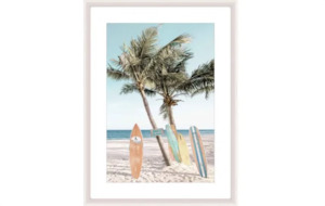 Miami B Glass Framed Art - White