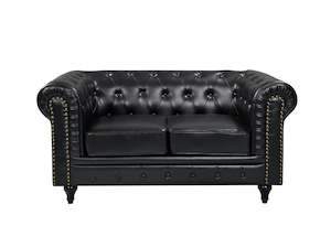 Arthur Chesterfield 2 Seater Sofa - Black