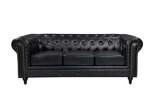 Arthur Chesterfield 3 Seater Sofa - Black