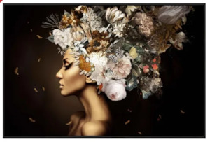 Internet only: Flora Headdress Canvas W/ Black Frame