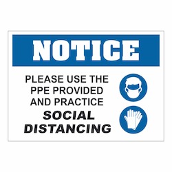 Ppe Signs: Notice Social Distancing Required